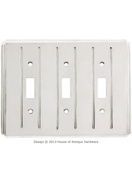 Streamline Toggle Switch Plate - Triple Gang in Polished Nickel.